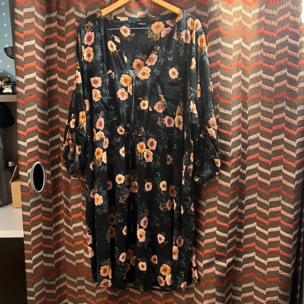 Torrid Mini Challis Zip Front Shirt Dress